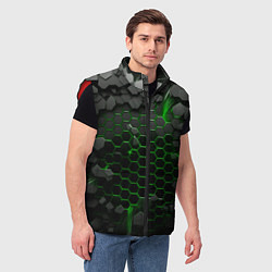 Мужской жилет Взрыв зеленых плит, цвет: 3D-красный — фото 2
