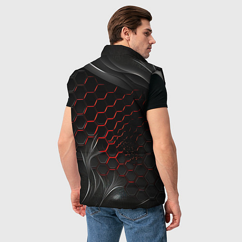 Мужской жилет Плиты с красной сеткой / 3D-Светло-серый – фото 4