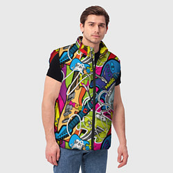 Мужской жилет Guitars - pop art pattern, цвет: 3D-красный — фото 2