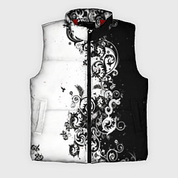 Мужской жилет Черно-белая птица среди узорчатых цветов, цвет: 3D-красный