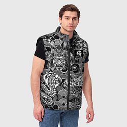 Мужской жилет Татуировки самурая, цвет: 3D-черный — фото 2