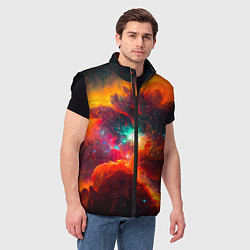 Мужской жилет Небула в космосе в оранжевых тонах - нейронная сет, цвет: 3D-черный — фото 2