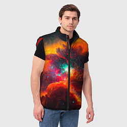Мужской жилет Небула в космосе в оранжевых тонах - нейронная сет, цвет: 3D-красный — фото 2