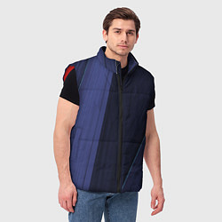 Мужской жилет Синие и тёмные полосы, цвет: 3D-красный — фото 2