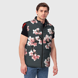 Мужской жилет Цветущее дерево на темном фоне, цвет: 3D-красный — фото 2