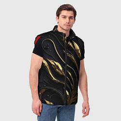 Мужской жилет Золотой орнамент на черном, цвет: 3D-красный — фото 2