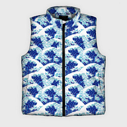 Мужской жилет Японские синие волны, цвет: 3D-светло-серый
