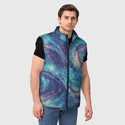 Мужской жилет Путеводная звезда в космосе, цвет: 3D-черный — фото 2