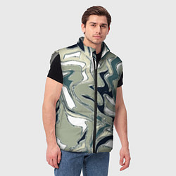 Мужской жилет Абстракция оливковый, цвет: 3D-светло-серый — фото 2