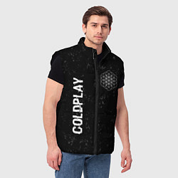 Мужской жилет Coldplay glitch на темном фоне: надпись, символ, цвет: 3D-черный — фото 2