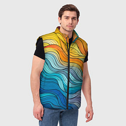 Мужской жилет Цветовой волнообразный паттерн, цвет: 3D-черный — фото 2