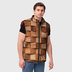 Мужской жилет Деревянные квадраты, цвет: 3D-красный — фото 2