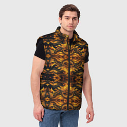 Мужской жилет Огонь дракона абстракция, цвет: 3D-черный — фото 2