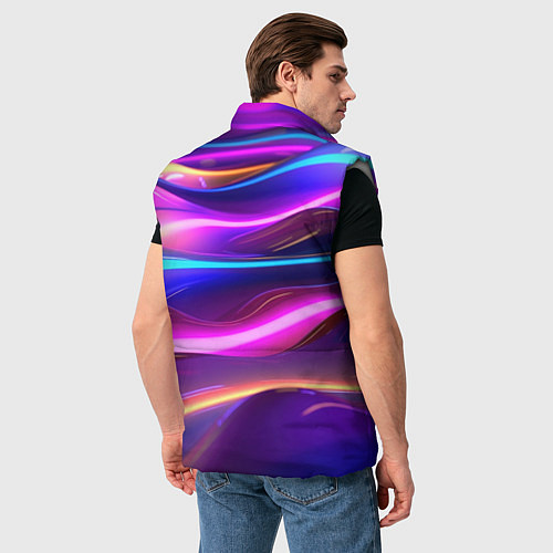 Мужской жилет Неоновые волны / 3D-Светло-серый – фото 4