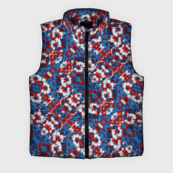 Мужской жилет Красно-сине-белые цветы, цвет: 3D-черный