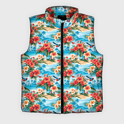 Мужской жилет Гавайский стиль летние цветы, цвет: 3D-красный