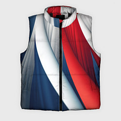 Мужской жилет Белая синяя красная абстракция, цвет: 3D-черный