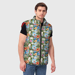Мужской жилет Гавайские цветочки паттерн, цвет: 3D-красный — фото 2