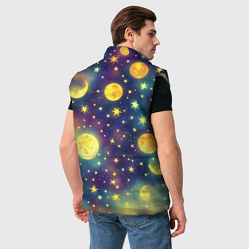 Мужской жилет Космос, Луна и Солнце / 3D-Светло-серый – фото 4