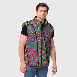 Мужской жилет Цветочно-бензиновый узор, цвет: 3D-светло-серый — фото 2