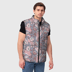 Мужской жилет Нежный цветочный принт, листья, цвет: 3D-черный — фото 2