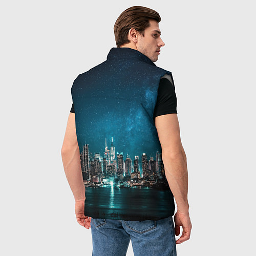 Мужской жилет Большой город в звездах / 3D-Светло-серый – фото 4