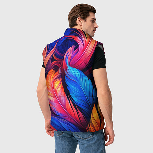 Мужской жилет Экзотические перья / 3D-Светло-серый – фото 4