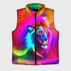 Мужской жилет Неоновый лев в цветовой абстракции, цвет: 3D-красный