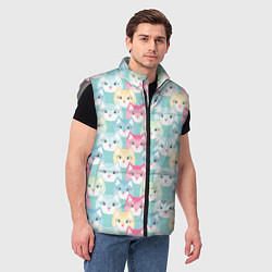 Мужской жилет Разноцветные котики на голубом, цвет: 3D-светло-серый — фото 2