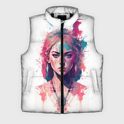 Мужской жилет Девушка акварельные краски, цвет: 3D-черный