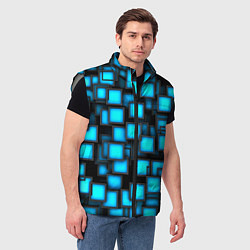 Мужской жилет Геометрия - синие квадраты, цвет: 3D-светло-серый — фото 2