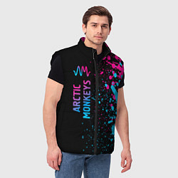 Мужской жилет Arctic Monkeys - neon gradient: по-вертикали, цвет: 3D-черный — фото 2
