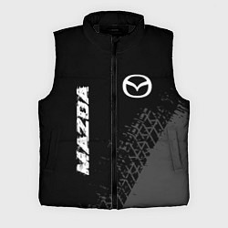 Мужской жилет Mazda speed на темном фоне со следами шин: надпись, цвет: 3D-черный