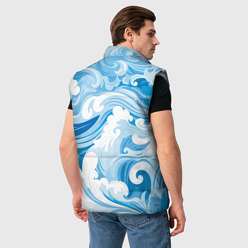 Мужской жилет Голубые волны / 3D-Светло-серый – фото 4
