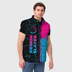 Мужской жилет Demon Slayer - neon gradient: по-вертикали, цвет: 3D-черный — фото 2