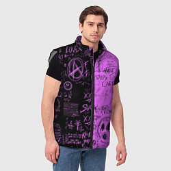 Мужской жилет Dead inside purple black, цвет: 3D-светло-серый — фото 2