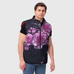 Мужской жилет Ветки цветущей розовой сакуры, цвет: 3D-красный — фото 2