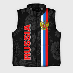 Мужской жилет Russia black style, цвет: 3D-светло-серый