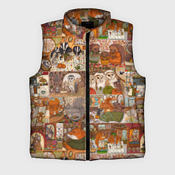 Мужской жилет Коллаж из сказочных зверей - совы, белки, ёжики, цвет: 3D-светло-серый
