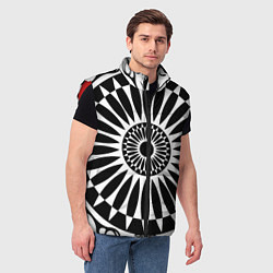 Мужской жилет Черно белый узор с радиусами, цвет: 3D-красный — фото 2