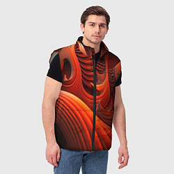 Мужской жилет Оранжевая абстракция, цвет: 3D-светло-серый — фото 2