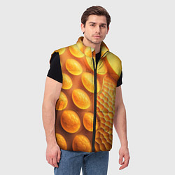 Мужской жилет Оранжевые круглые плиты, цвет: 3D-черный — фото 2