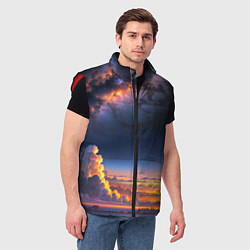Мужской жилет Млечный путь и облака на закате, цвет: 3D-красный — фото 2