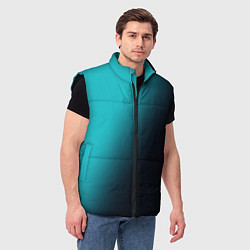 Мужской жилет Градиент бирюзовый диагональ, цвет: 3D-черный — фото 2