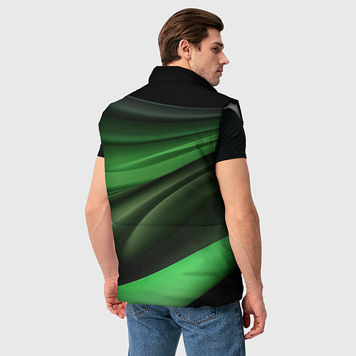 Мужской жилет Темная зеленая текстура / 3D-Светло-серый – фото 4