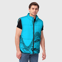 Мужской жилет Волны абстракция небесный, цвет: 3D-светло-серый — фото 2