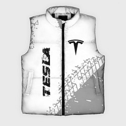 Мужской жилет Tesla speed на светлом фоне со следами шин: надпис, цвет: 3D-черный