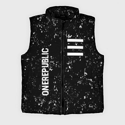 Мужской жилет OneRepublic glitch на темном фоне: надпись, символ