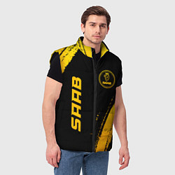 Мужской жилет Saab - gold gradient: надпись, символ, цвет: 3D-черный — фото 2
