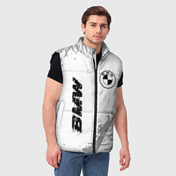 Мужской жилет BMW speed на светлом фоне со следами шин: надпись,, цвет: 3D-черный — фото 2